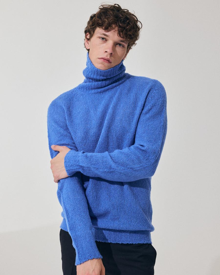 Scaglione TURTLE NECK SEAMLESS PUFFED CASHMERE CASHMERE CORNFLOWER Negozio