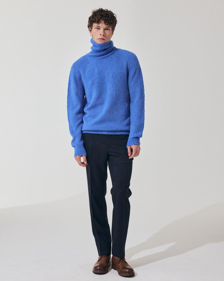 Scaglione TURTLE NECK SEAMLESS PUFFED CASHMERE CASHMERE CORNFLOWER Negozio