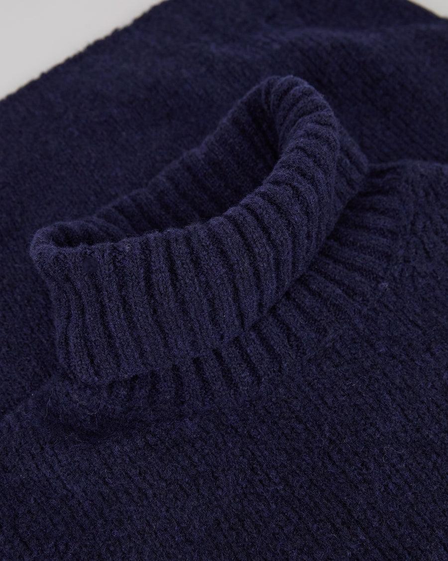 Scaglione TURTLE NECK SEAMLESS PUFFED CASHMERE CASHMERE NAVY In Saldo