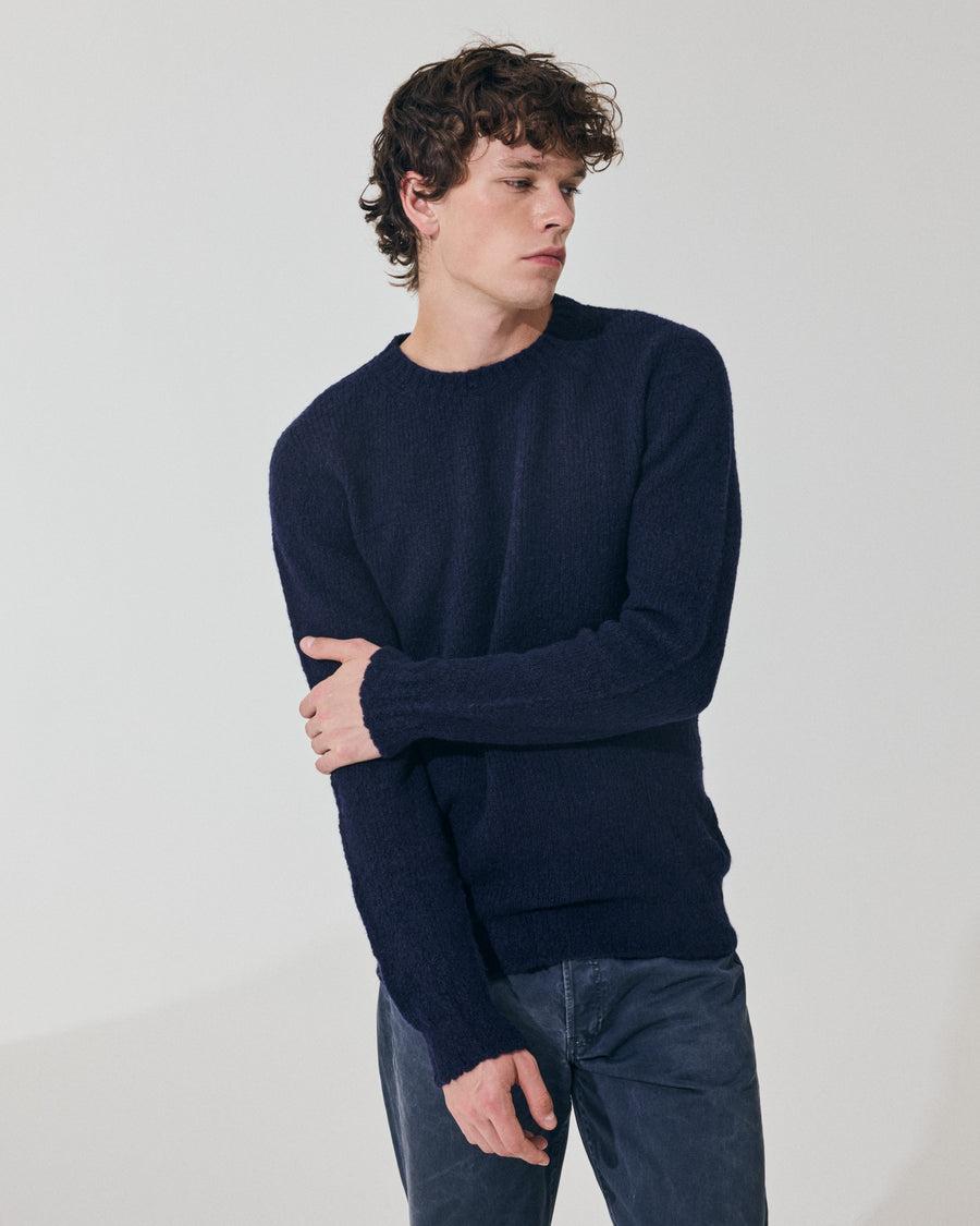Scaglione ROUND NECK SEAMLESS PUFFED CASHMERE CASHMERE NAVY Sconto di tempo limitato