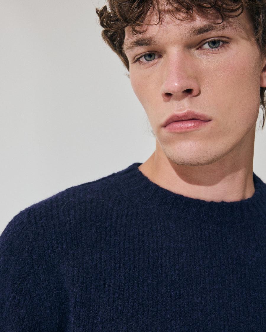 Scaglione ROUND NECK SEAMLESS PUFFED CASHMERE CASHMERE NAVY Sconto di tempo limitato