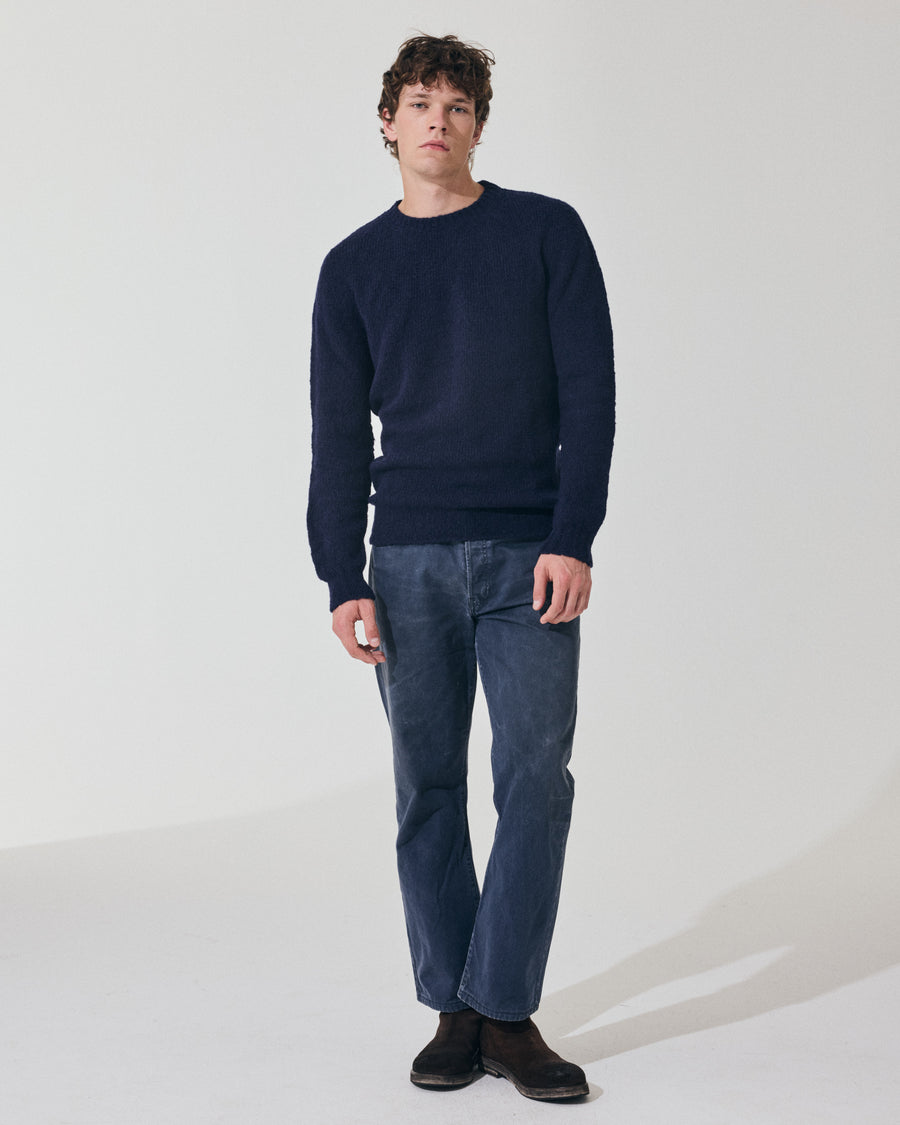 Scaglione ROUND NECK SEAMLESS PUFFED CASHMERE CASHMERE NAVY Sconto di tempo limitato