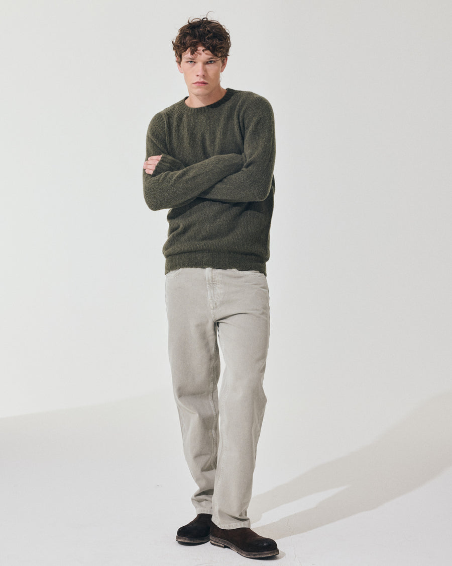 Scaglione ROUND NECK SEAMLESS PUFFED CASHMERE CASHMERE FOREST Negozio online di fabbrica