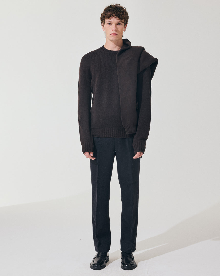 Scaglione ROUND NECK SOFT HYBRD CASHMERE EBANO Grande vendita