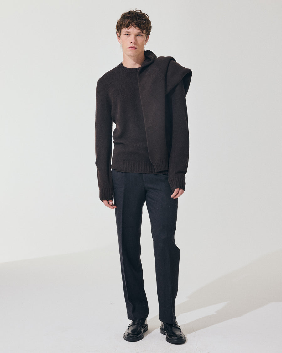 Scaglione ROUND NECK SOFT HYBRD CASHMERE EBANO Grande vendita