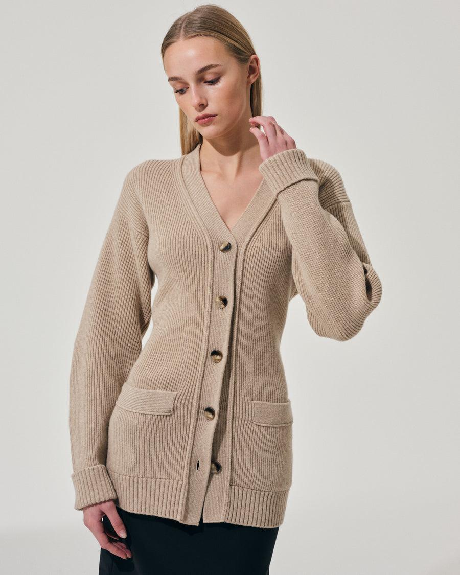 Scaglione CARDIGAN TIGHT FULLNEEDLE SAND Offerta natalizia