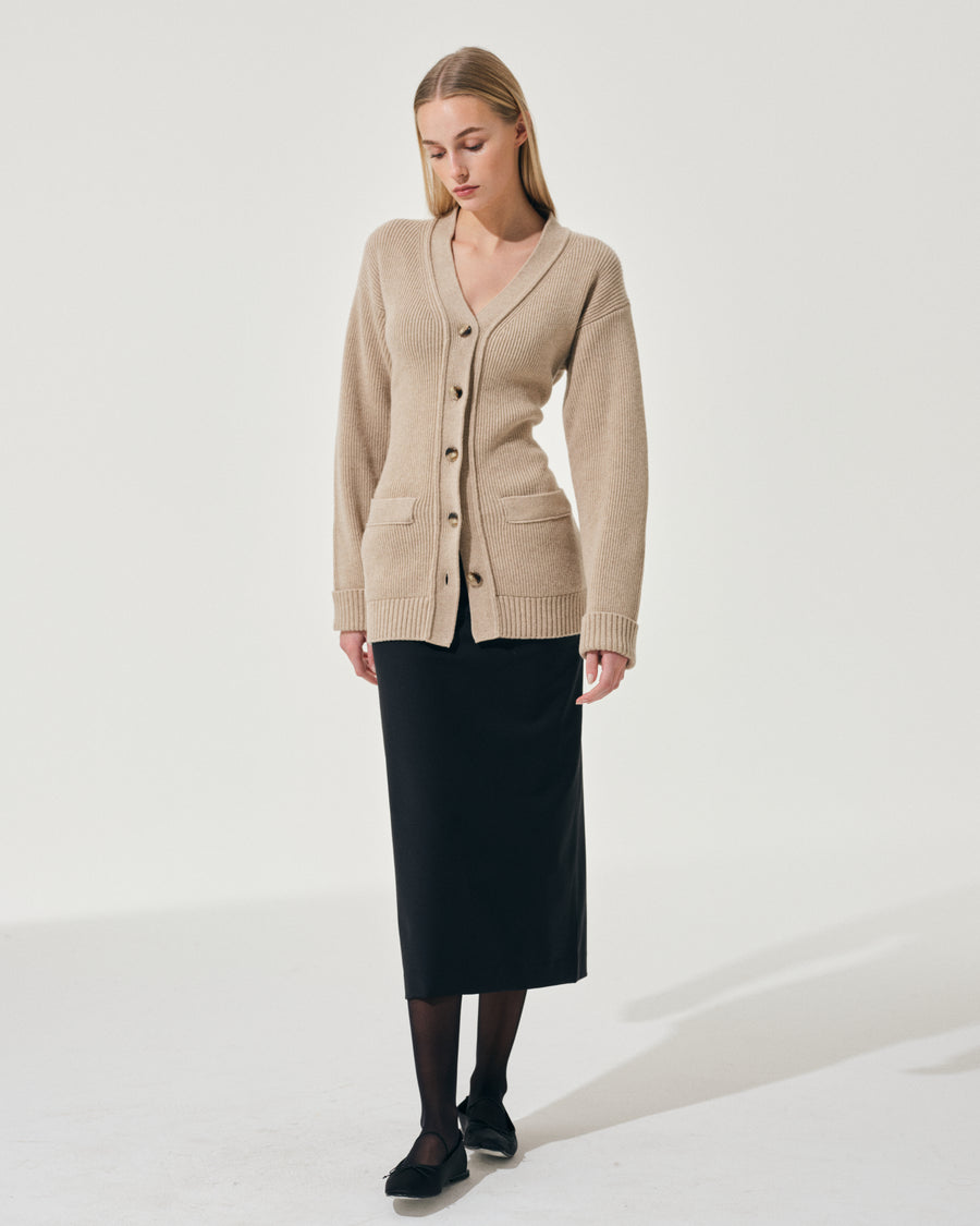 Scaglione CARDIGAN TIGHT FULLNEEDLE SAND Offerta natalizia
