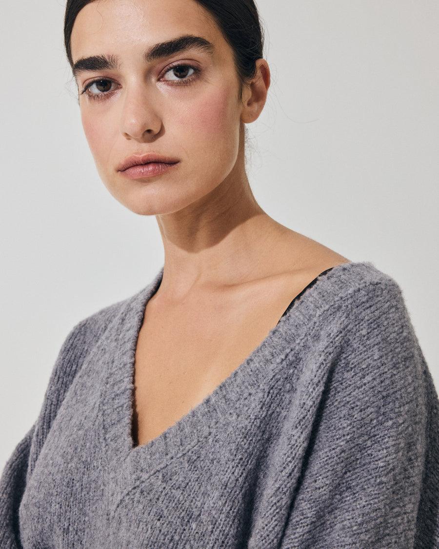 Scaglione V NECK OVER PUFFED CASHMERE GREY Prezzo basso