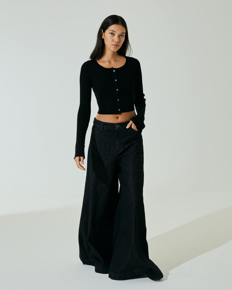 Scaglione CARDIGAN CROP COSTINA FINELUX BLACK Ultimo giorno