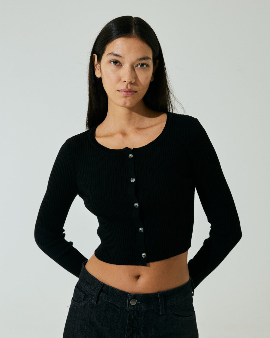 Scaglione CARDIGAN CROP COSTINA FINELUX BLACK Ultimo giorno