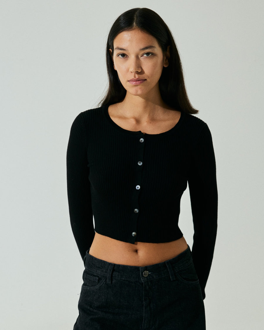 Scaglione CARDIGAN CROP COSTINA FINELUX BLACK Ultimo giorno