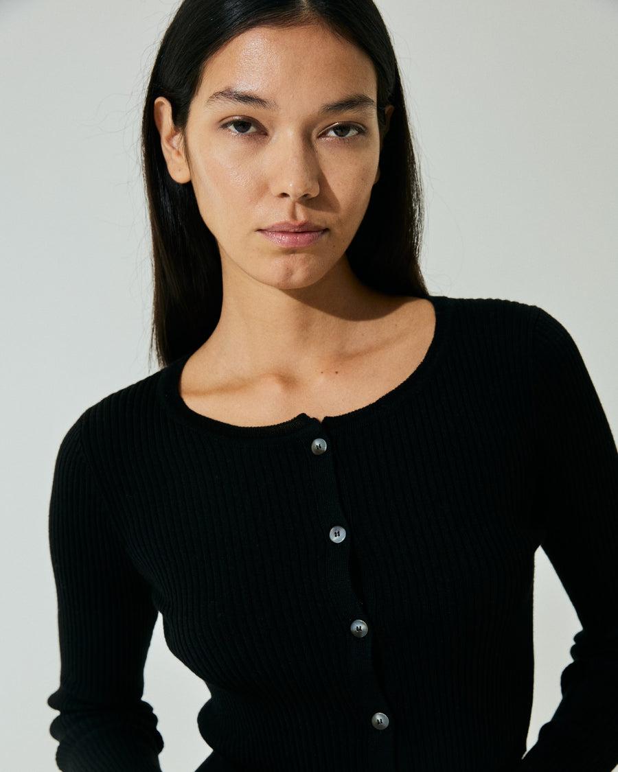 Scaglione CARDIGAN CROP COSTINA FINELUX BLACK Ultimo giorno