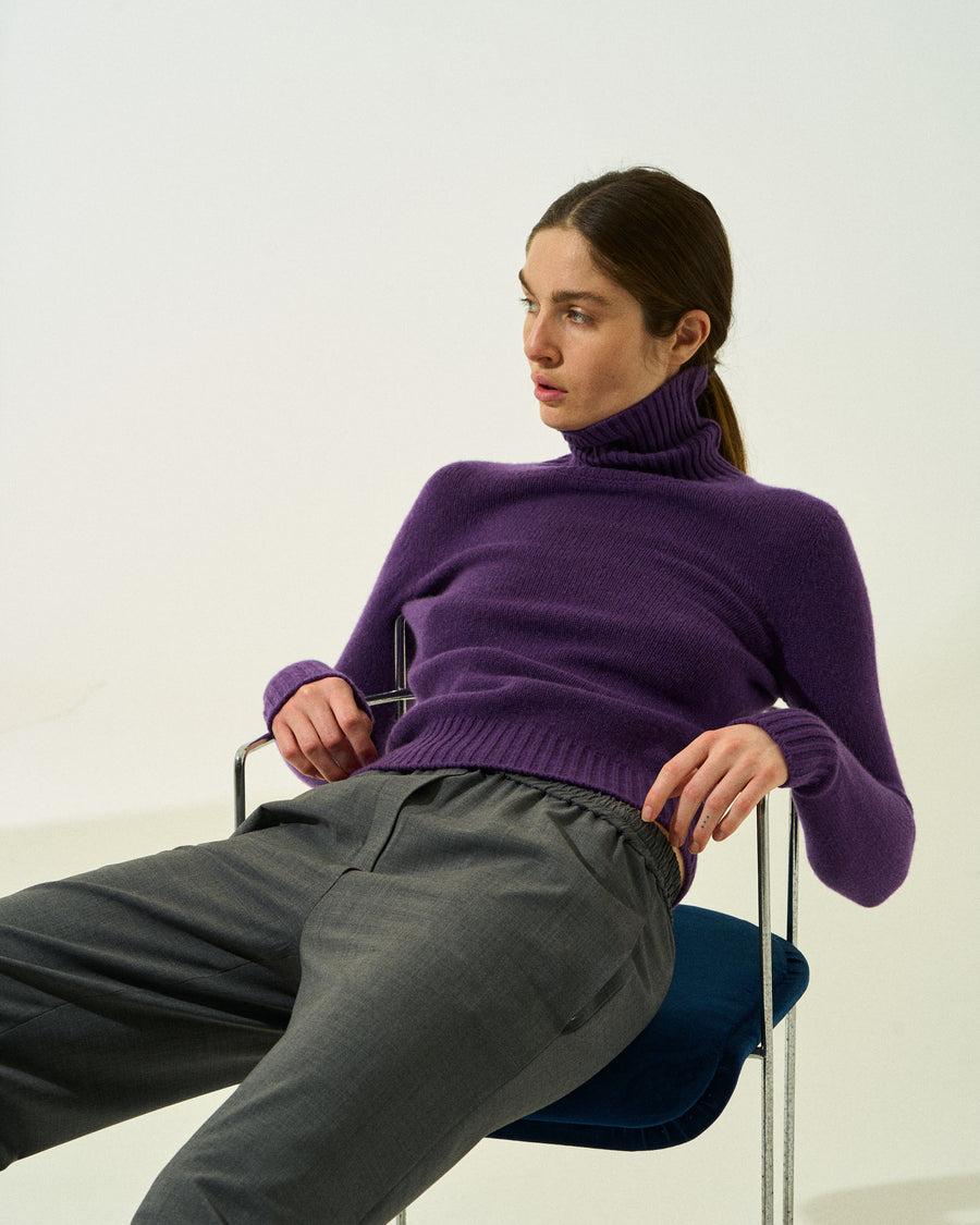 Scaglione TURTLE NECK SOFT HYBRID CASHMERE PURPLE Fino al 65% di sconto