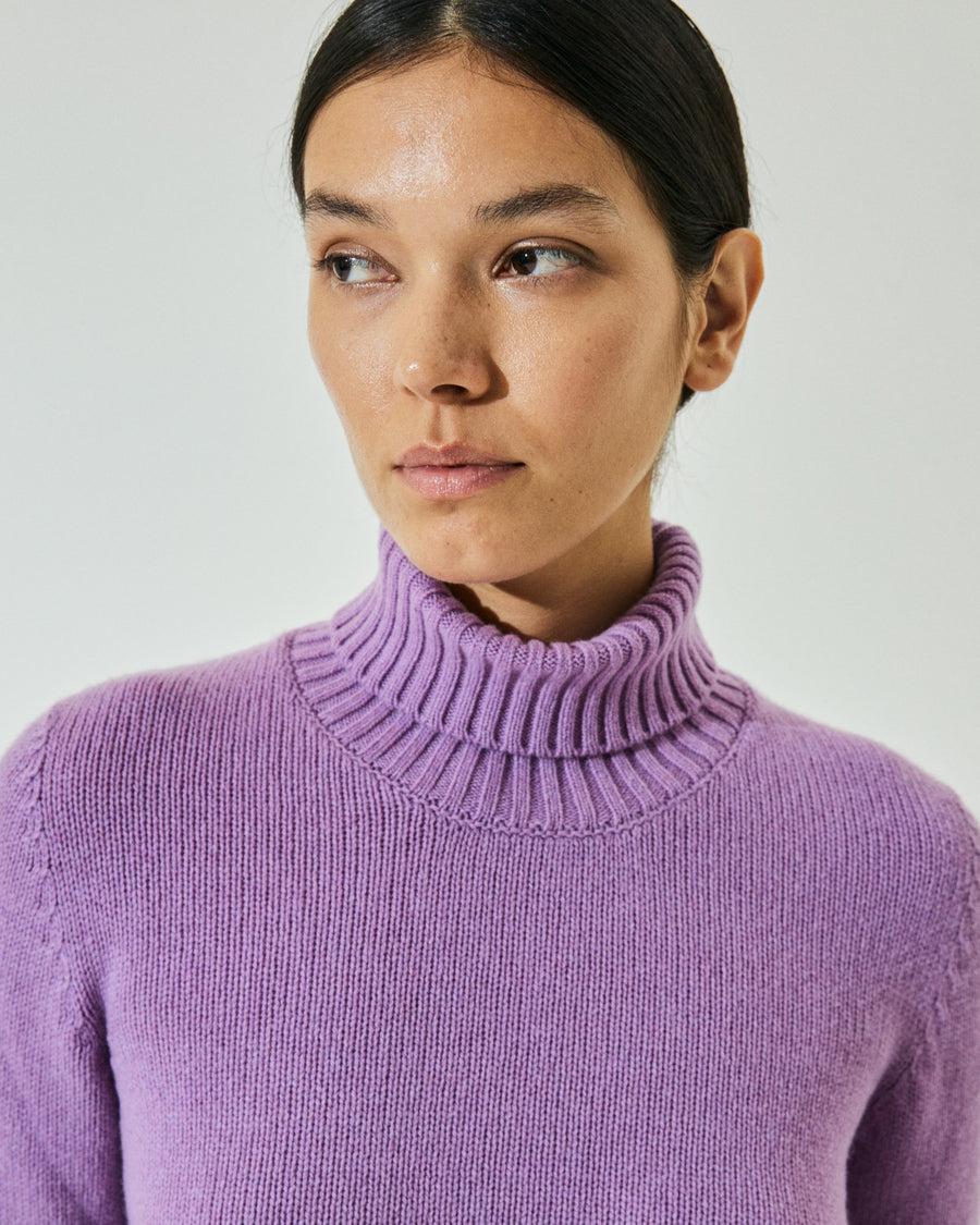 Scaglione TURTLE NECK SOFT HYBRID CASHMERE LILAC Only for today