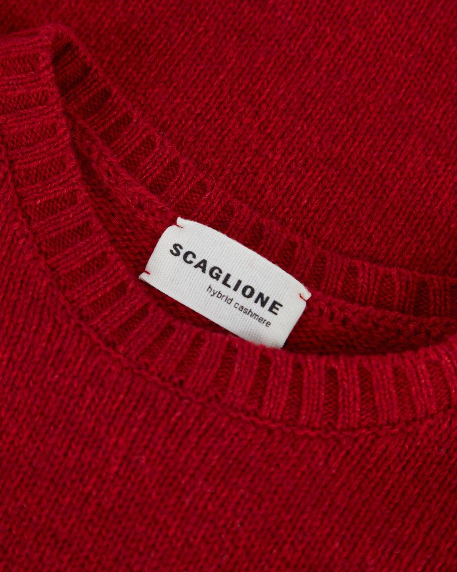 Scaglione ROUND NECK SOFT HYBRID CASHMERE RED Offerta speciale della fabbrica