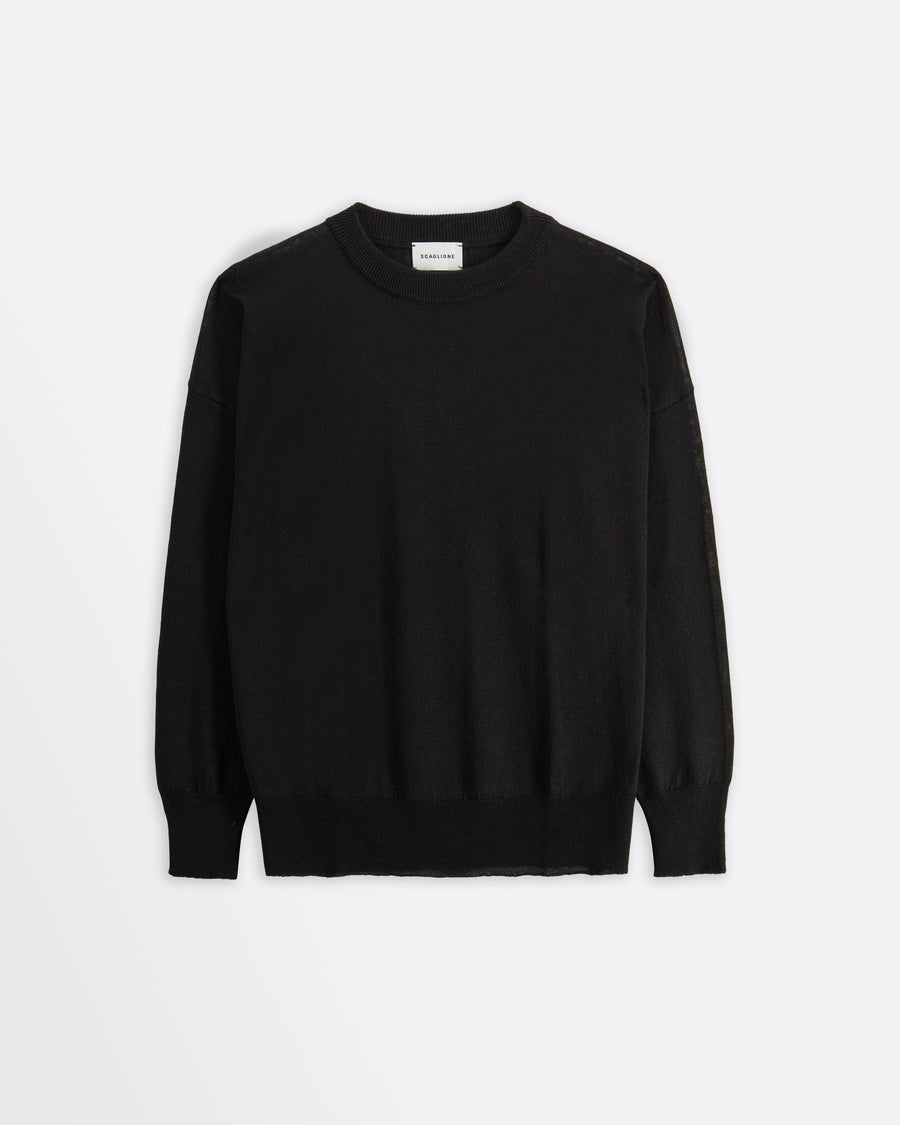 Scaglione R.NECK BOXY FINELUXSOLID BLACK Super sconto