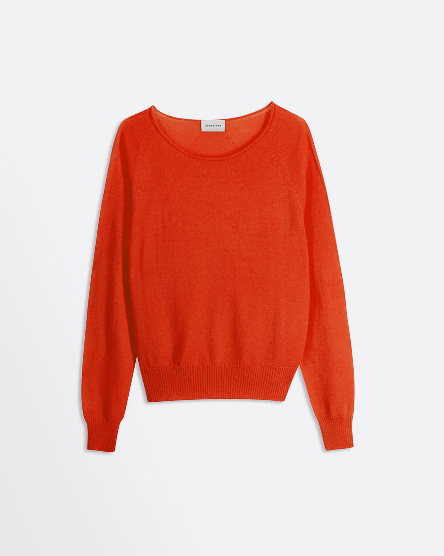 Scaglione BOAT NECK SEAMLESS MERINO CARROT Enormi sconti