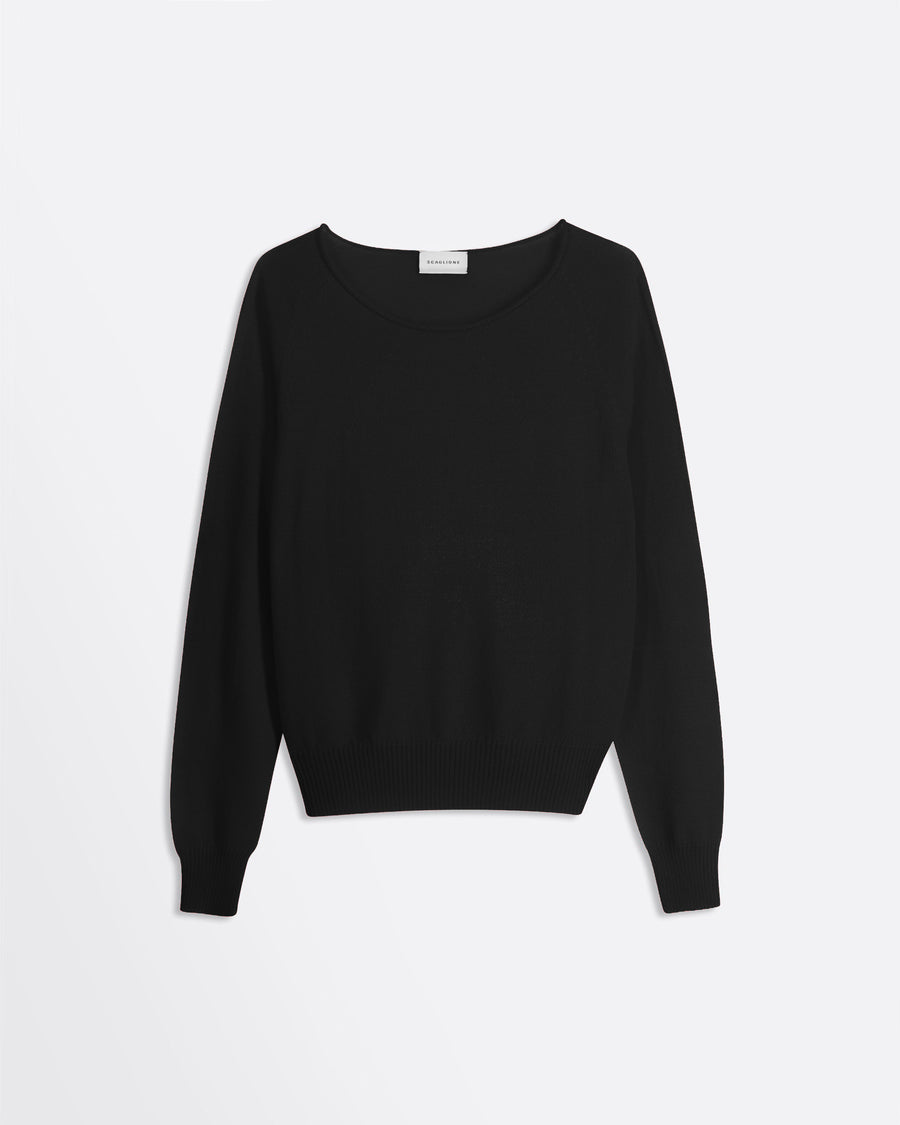 Scaglione BOAT NECK SEAMLESS MERINO BLACK Trasporto libero internazionale