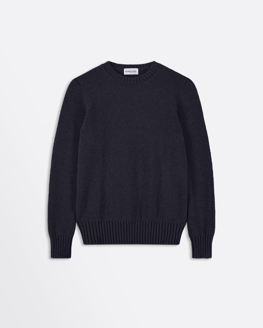 Scaglione ROUND NECK SOFT HYBRID CASHMERE NAVY In vendita