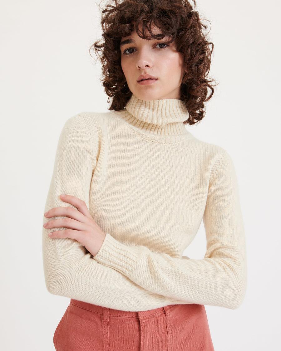 Scaglione TURTLE NECK SOFT HYBRID CASHMERE MILK Italy