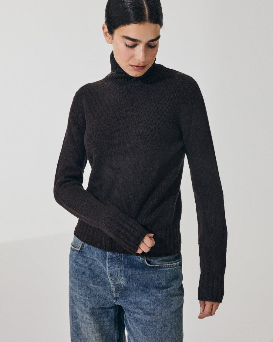 Scaglione TURTLE NECK SOFT HYBRID CASHMERE EBANO Qualità