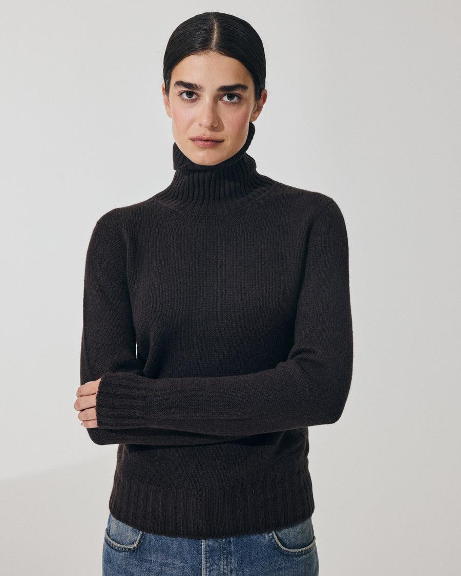 Scaglione TURTLE NECK SOFT HYBRID CASHMERE EBANO Qualità