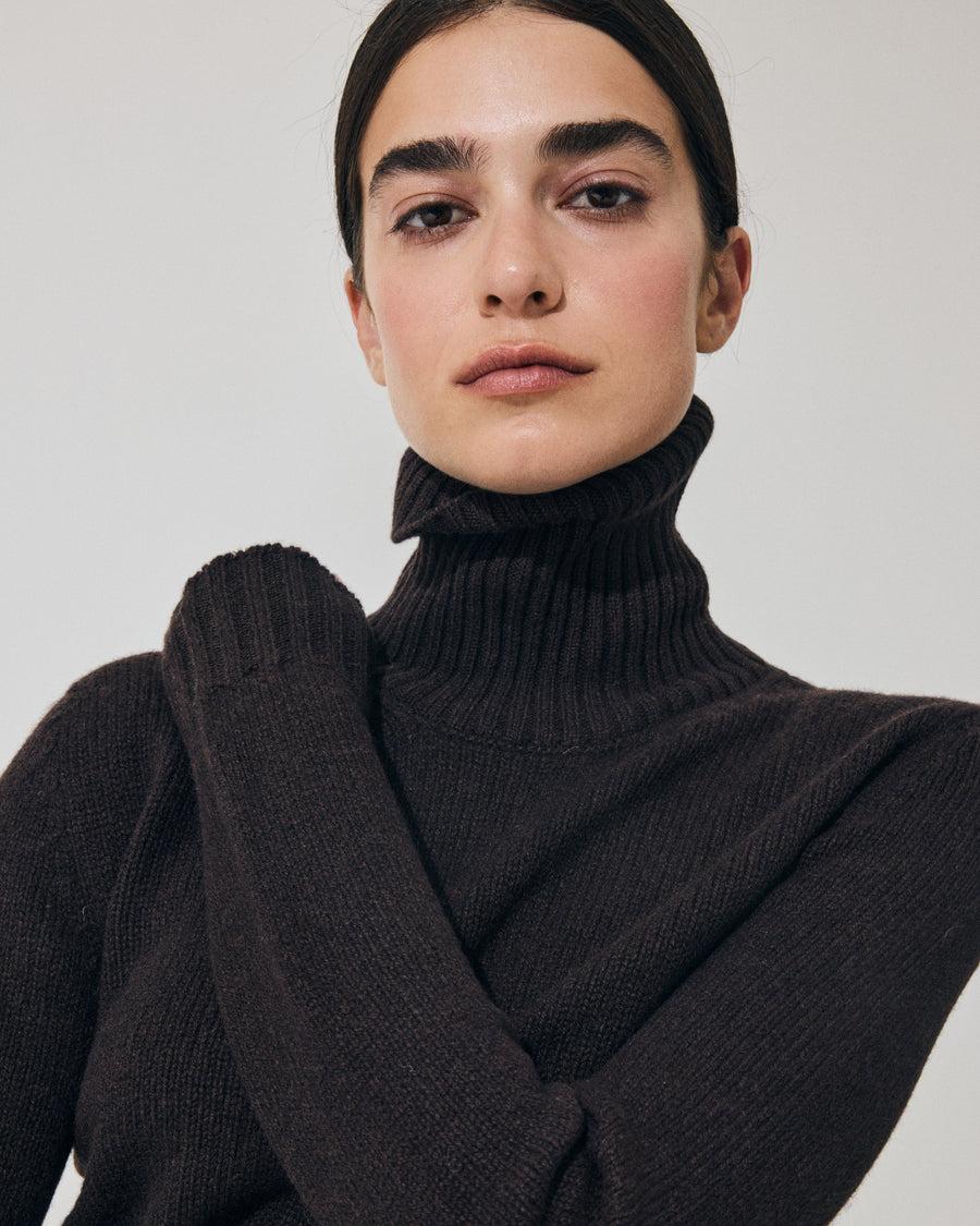 Scaglione TURTLE NECK SOFT HYBRID CASHMERE EBANO Qualità