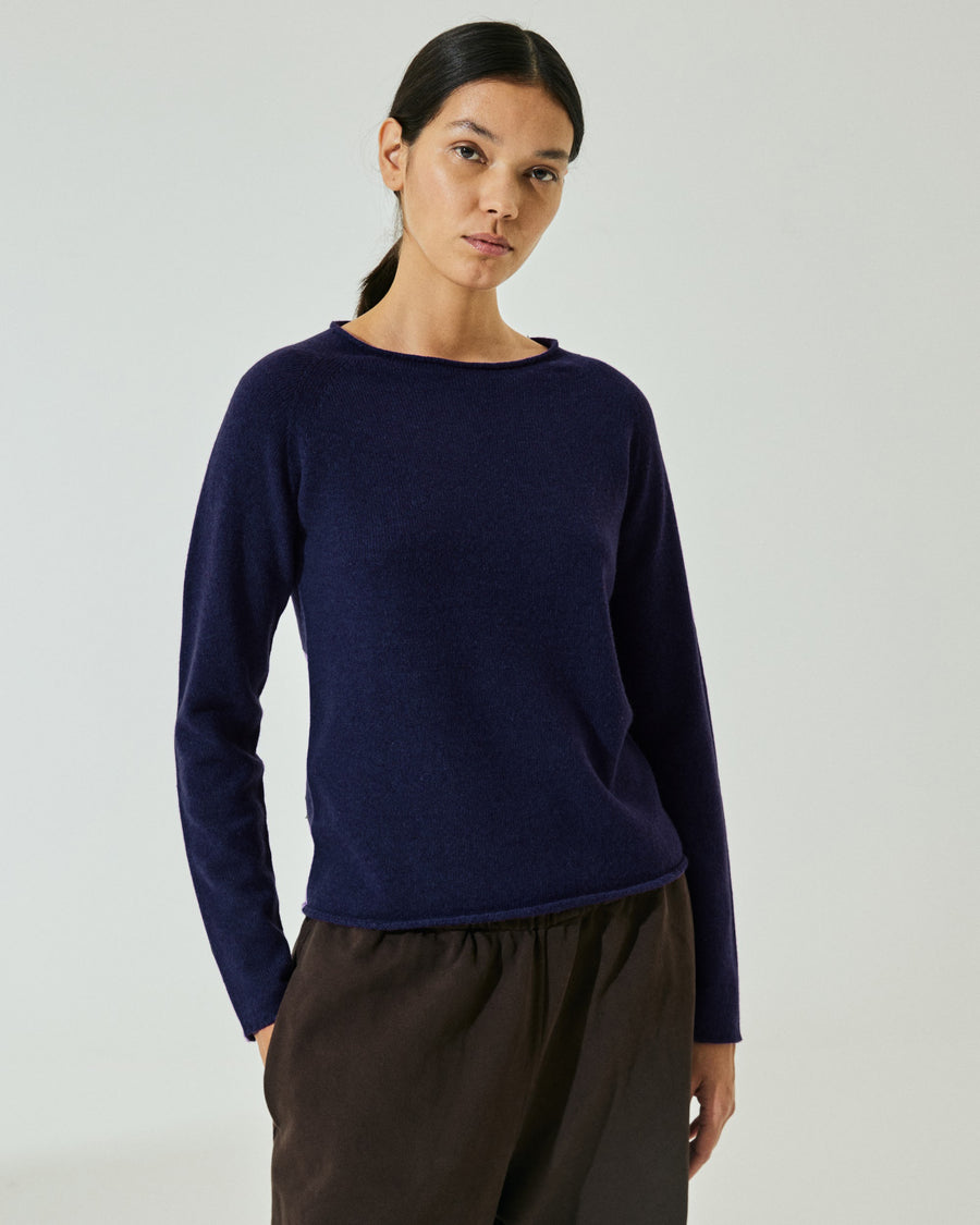 Scaglione ROUND NECK RAGLAN SEAMLESS HYBRID CASHMERE NAVY I Più Venduti