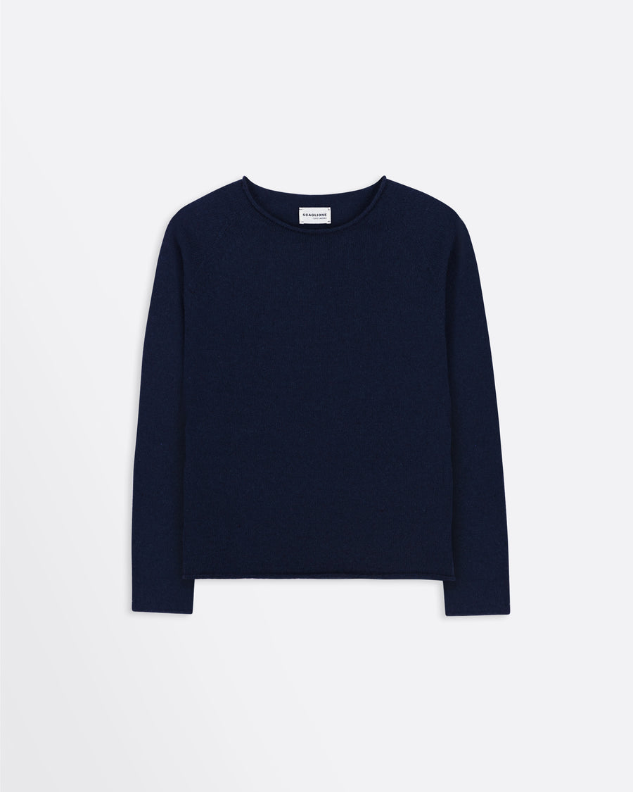 Scaglione ROUND NECK RAGLAN SEAMLESS HYBRID CASHMERE NAVY I Più Venduti