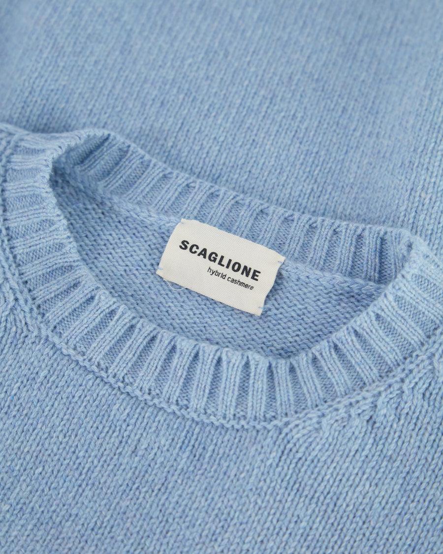 Scaglione ROUND NECK SOFT HYBRD CASHMERE CELESTE Offerta Anniversario