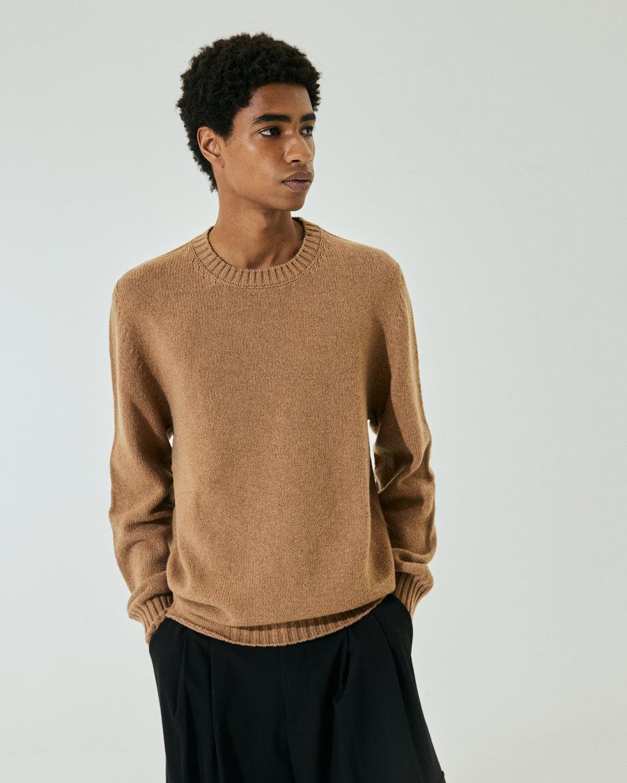 Scaglione ROUND NECK SOFT HYBRD CASHMERE CARAMEL Vendita calda