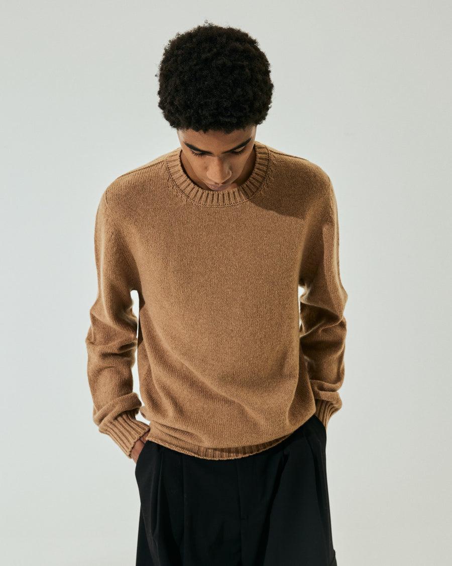 Scaglione ROUND NECK SOFT HYBRD CASHMERE CARAMEL Vendita calda