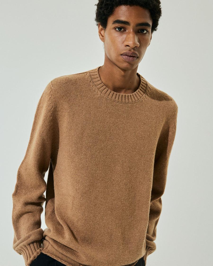 Scaglione ROUND NECK SOFT HYBRD CASHMERE CARAMEL Vendita calda