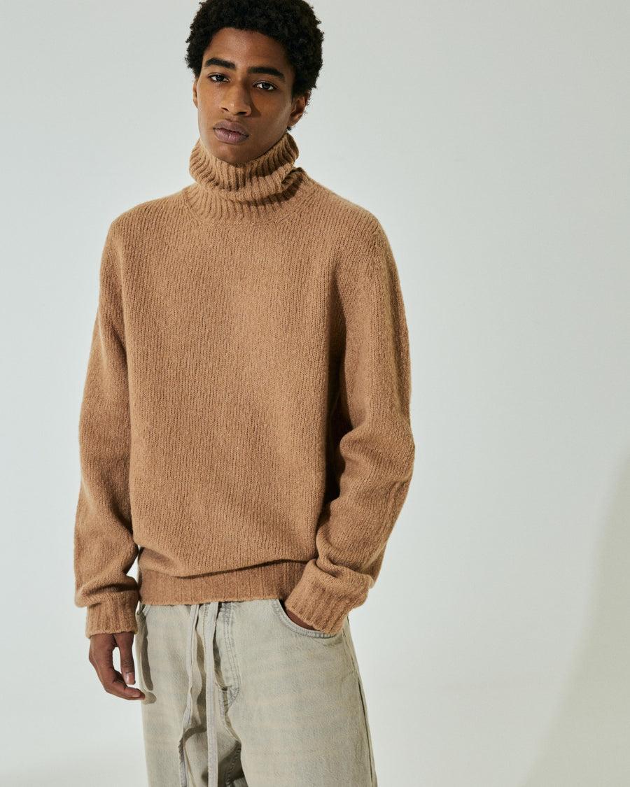 Scaglione TURTLENECK SEAMLESS PUFFED CASHMERE CAMEL Sconti VIP