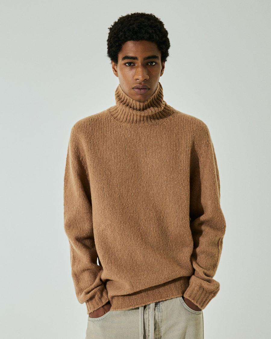 Scaglione TURTLENECK SEAMLESS PUFFED CASHMERE CAMEL Sconti VIP