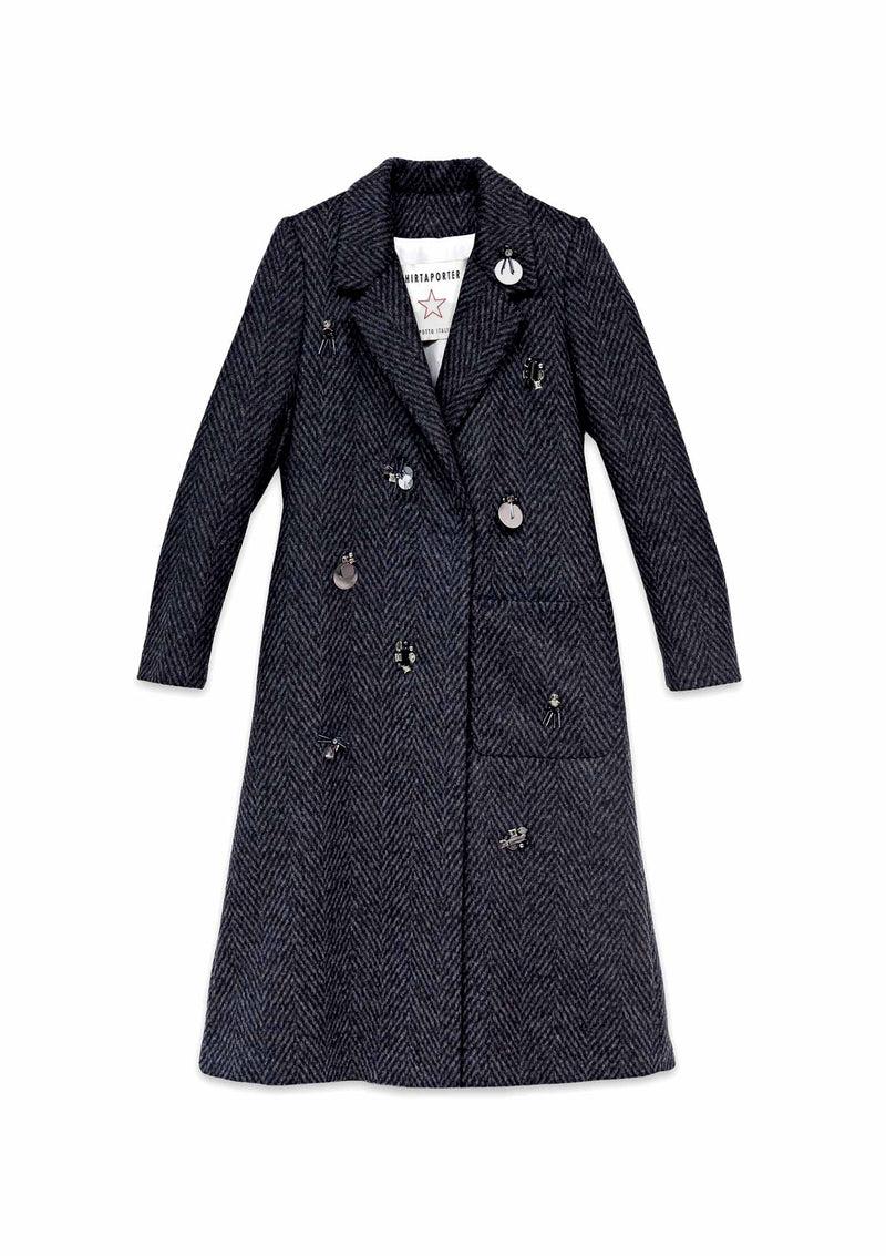 Shirtaporter CAPPOTTO MONOPT CON RICAMI Vendita Calda