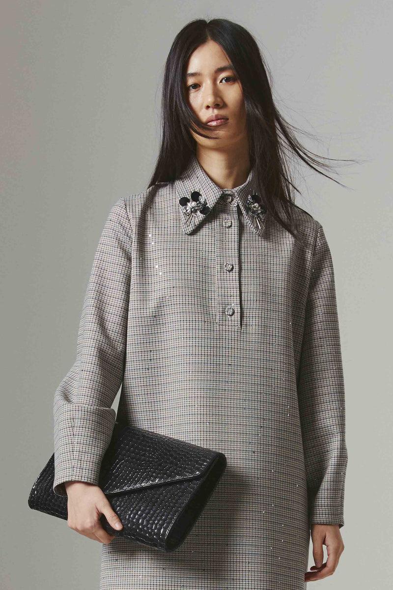 Shirtaporter Abito a Trapezio con Ricamo Consegna Veloce