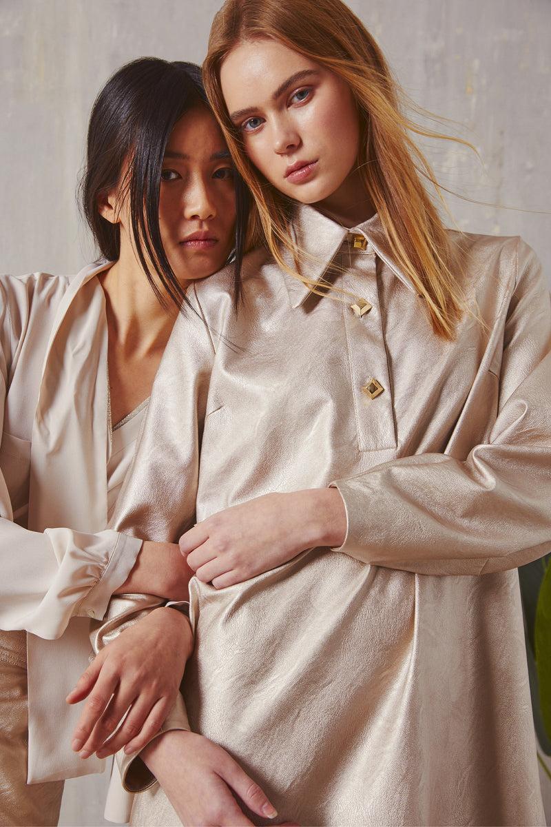Shirtaporter ABITO A TRAPEZIO IN ECO PELLE Fino Al -60%