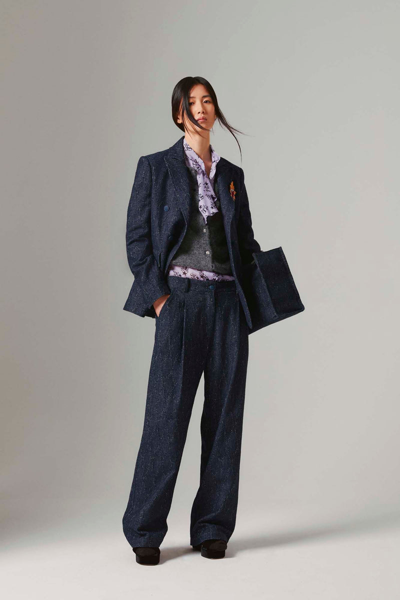 Shirtaporter PANTALONI AMPI IN DENIM JACQUARD Novità