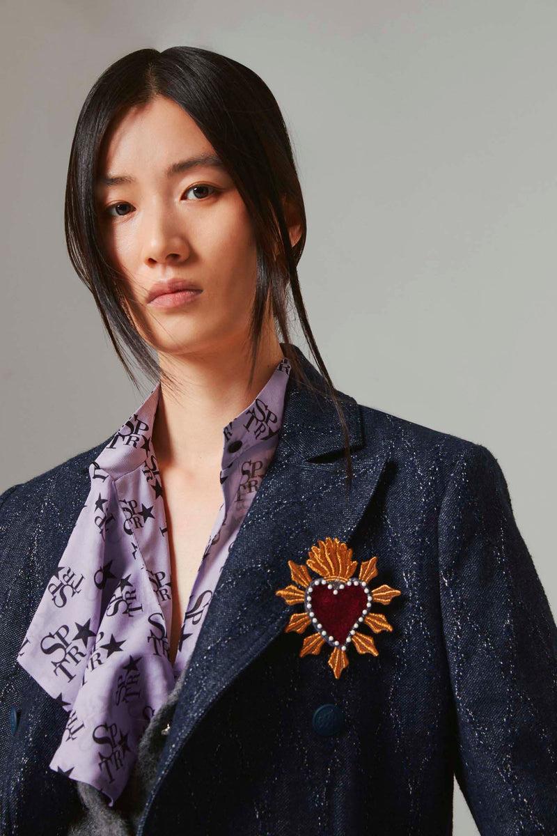 Shirtaporter Blazer Doppiopetto in Denim Jacquard Presa