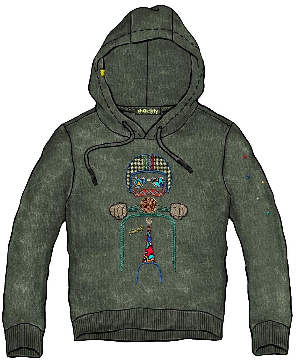 Shockly FELPA-HAND-VESPA-HOOD Military Consegna Veloce