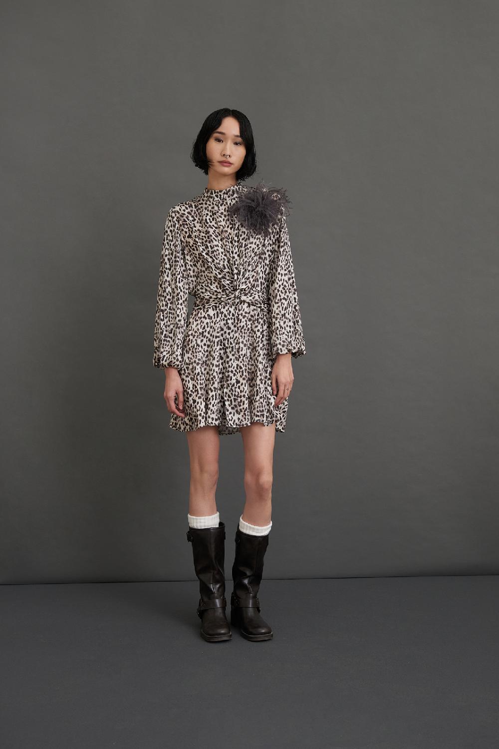 Soallure ABITO CORTO CON LUPETTO A FANTASIA LEOPARDATA Italy