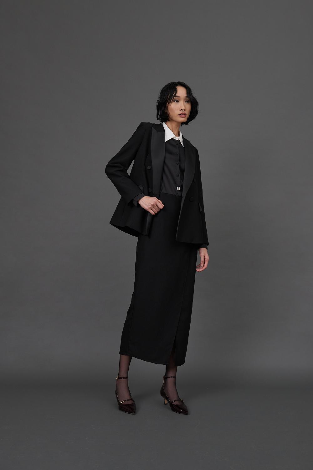 Soallure ABITO LUNGO PUNTO MILANO CON CAMICIA RASO In Linea