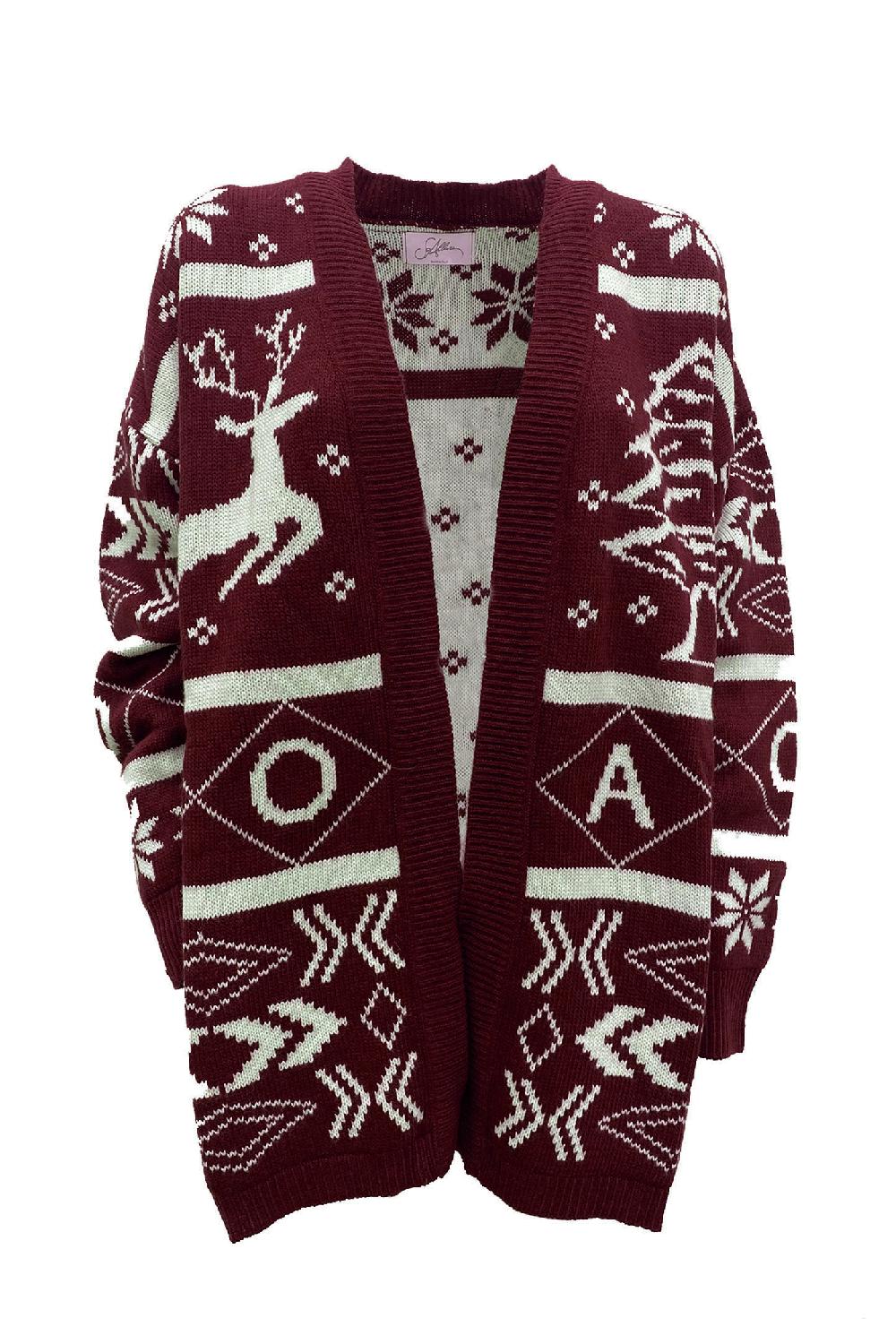 Soallure CARDIGAN CHRISTMAS TREE E RENNA Consegna Veloce