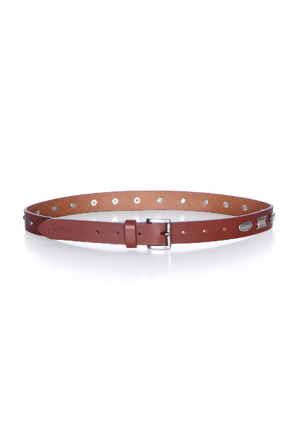 Soallure CINTURA SOTTILE IN VERA PELLE CON BORCHIE Sottocosto