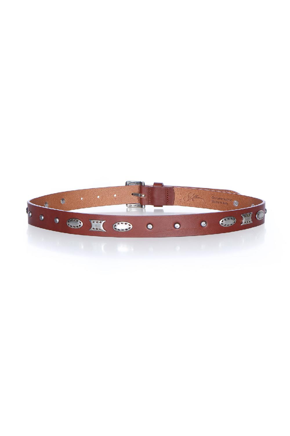 Soallure CINTURA SOTTILE IN VERA PELLE CON BORCHIE Sottocosto