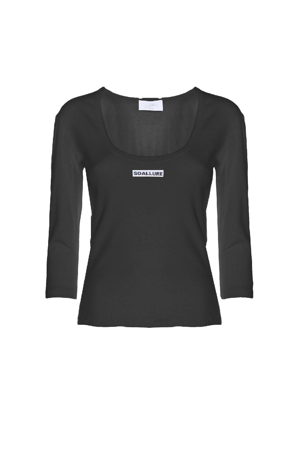 Soallure T-SHIRT BASIC MANICHE LUNGHE A COSTINE IN JERSEY Vendita Calda