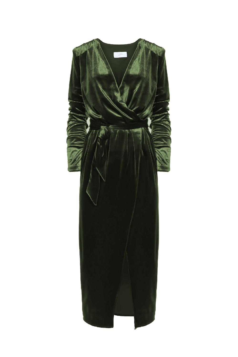 Soallure ABITO MIDI CON SCOLLO A INCROCIO IN VELLUTO Offerta speciale
