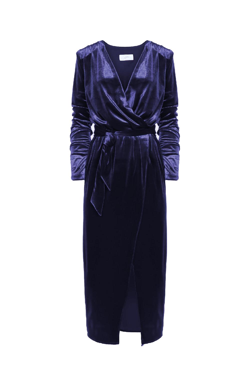 Soallure ABITO MIDI CON SCOLLO A INCROCIO IN VELLUTO Offerta speciale