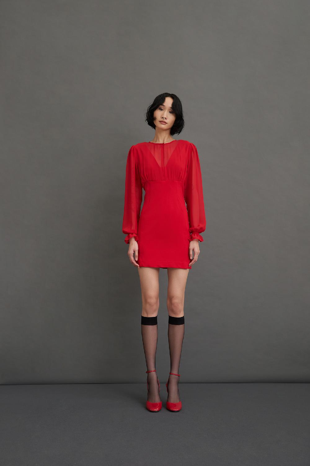 Soallure ABITO A TUBINO CORTO CON MANICHE AMPIE IN GEORGETTE Black Friday